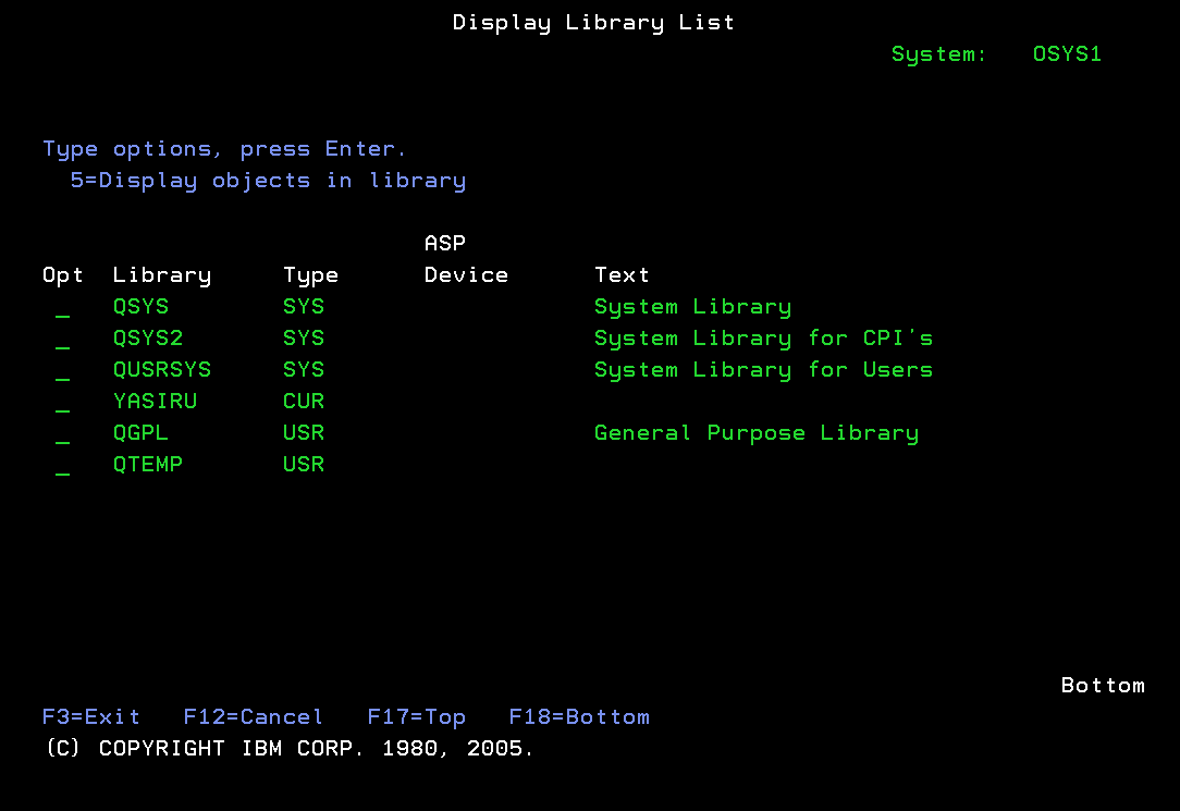 DSPLIBL Display Library List AS400 ISeries IBM dsplibl-display-library-list-as400-iseries-ibm